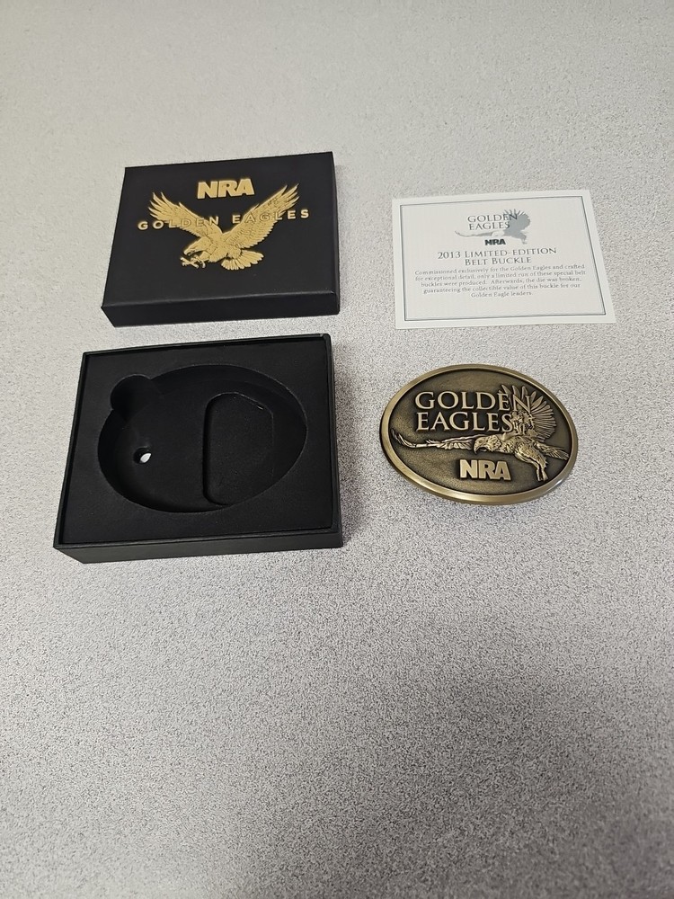 NRA Golden Eagles 2013 Commemorative LTD Belt Buckle Brass W/Box #D-5