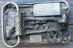 belt buckle 1984 Siskiyou Buckle railroad steam train mountain passage 3&Prime; long