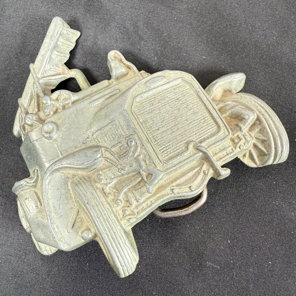 Vintage Brass Old Fashion Fire Truck Hook + Ladder Belt Buckle 3.5&Prime; Fireman