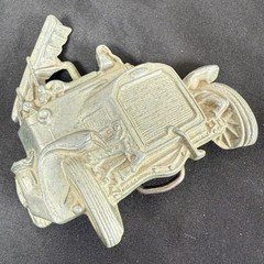 Vintage Brass Old Fashion Fire Truck Hook + Ladder Belt Buckle 3.5&Prime; Fireman