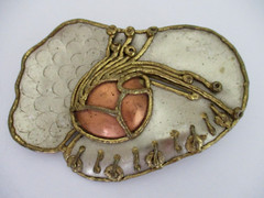 Vintage Copper Brass Metal Belt Buckle Brutalist Modernist Handcrafted