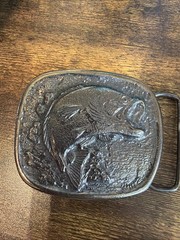 Vintage 1977 Large Mouth Bass 22Lb 4 oz Belt Buckle Wyoming Studio Art