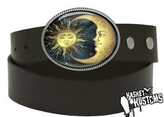 Esoteric Belt Buckle – Celestial Sun & Moon Astrology Handmade Buckle – 36