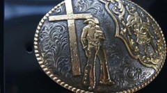 Crumrine Western Oval Roped Edge Buckle with Bull Rider & Cross C15102