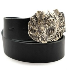 German silver Belt buckle Grizzly Bear, Animal belt buckle, Brown bear buckle