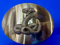 Snake Attacking Fangs Slithering Rattlesnake LARGE Silver Color NOS Belt Buckle
