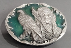 1990 Siskiyou Pewter Western Belt Buckle Co P-89 Native American Indian Eagle