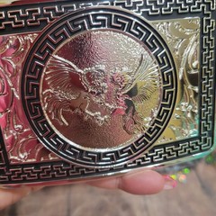 Fighting Roosters Belt Buckle Western Rodeo Silvertone Rectangle Buckle