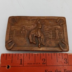 Bronc Riding Belt Buckle Horse Cowboy Ranch Rodeo Justin Boots Horseshoes Vtg