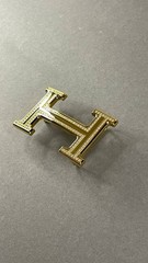 Gold Crystal H Belt Buckle Rhinestone Pavé Statement Buckle Heavy Metal Hardware