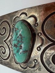 George Kee Silver Turquoise Belt Buckle Rectangle GK Native American 56 gr PQ