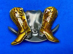 Boots And Hat – Country Western Cowboy Cowgirl Cut Out Vintage Belt Buckle