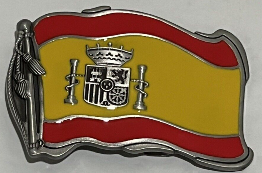 Spain Spanish Country Flag Belt Buckle Multi-Colored Western Cowboy Cowgirl