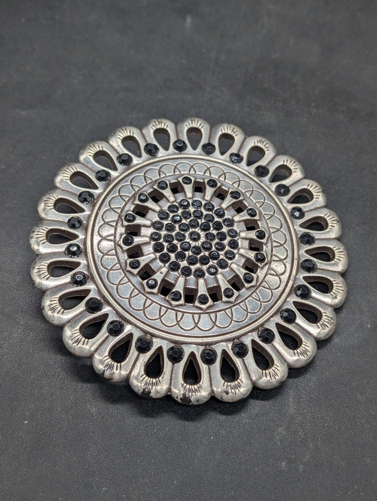 Mandala MEDALLION FLOWER Mindfulness Yoga DESIGN BELT BUCKLE Metal Silver