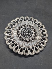 Mandala MEDALLION FLOWER Mindfulness Yoga DESIGN BELT BUCKLE Metal Silver