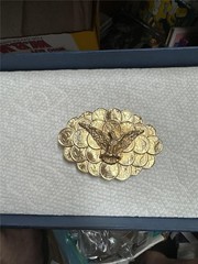 Vintage Gold Tone Belt Buckle With Eagle and Coins
