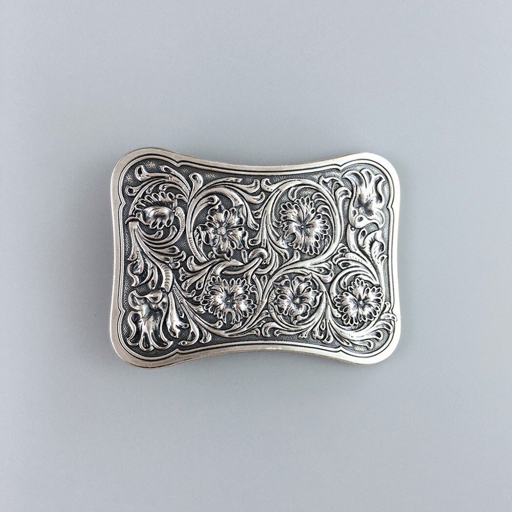 Vintage Silver Plated Western Southwest Rectangle Belt Buckle Boucle de Ceinture