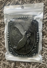 Soaring Eagle Belt Buckle Silver Colored Metal Fits 1.5&Prime; Width Belts 4.25&Prime;x3.25&Prime;