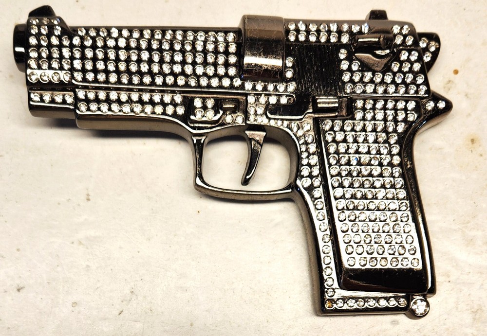 LARGE Clear Rhinestones Hip Hop Metal Belt Buckle