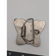 Unisex Belt Buckle OS Butterfly Turquoise Coral Chip Inlay