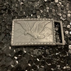 Eagle Belt Buckle Grey Gray 3”x2” Rectangle Patriotic