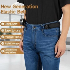 2PCS Elastic Invisible Belt No Buckle Metal Hook Waist Belt for Jeans