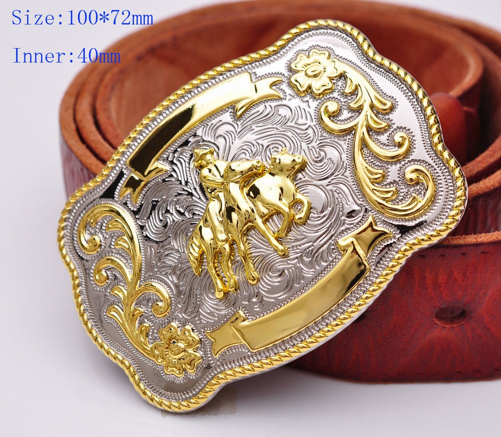 BULL RIDE RODEO LONG HUGE RODEO BIG COWBOY WESTERN GOLD SILVER SHINE BELT BUCKLE
