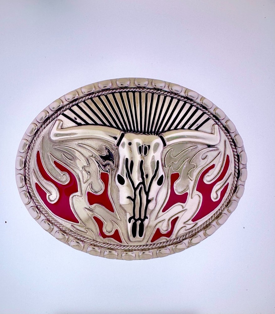 TEXAS Longhorn Bull Belt Buckle | American Western Silver Vintage Buckle