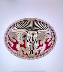 TEXAS Longhorn Bull Belt Buckle | American Western Silver Vintage Buckle