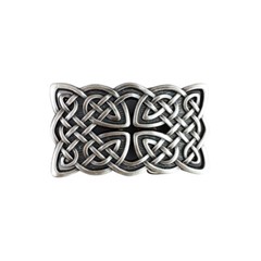 Vintage Silver Plated Rectangle Celtic Braided Cross Knot Belt Buckle