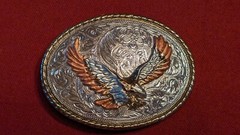 Vintage American Bald Eagle Silver and Gold tones Western Belt Buckle