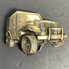 Vintage 70S Jeep Wrangler Brass Belt Buckle Made In USA M.B.C.I