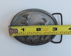 Vintage 1976 Pilgrim Pewter Inc. Sid Bell Design Oval Running Buck Belt Buckle