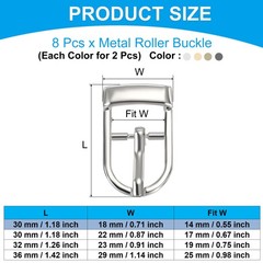 8Pcs 0.6&Prime; Single Prong Belt Buckle Roller Buckle Black/Silver/Light Gold/Brown