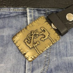 Maritime Belt Buckle Antique Brass with Double Anchor – Rustic Metal Buckle