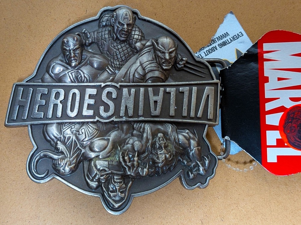 Marvel Heroes & Villains Brass Belt Buckle – Flip Design – New w/ Tags