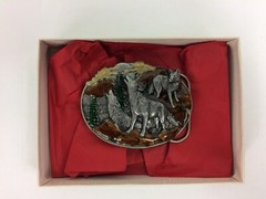 Siskiyou Ornate Wolf Scene Vintage Belt Buckle 1981 Bergamot Brass Works Unique