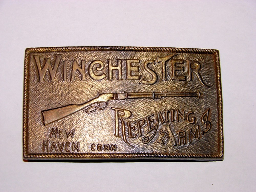 Vtg Winchester Belt Buckle Western Style Repeating Arms New Haven Conn.
