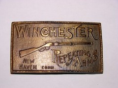 Vtg Winchester Belt Buckle Western Style Repeating Arms New Haven Conn.