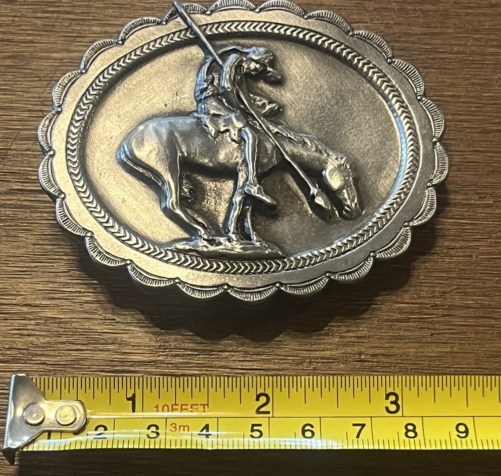 Vintage 1982 End of the Trail Indian Horse Belt Buckle – Siskiyou