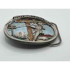 Vintage 1986 The Great American Buckle Co Linesman Pewter Belt Buckle 1809 Mens