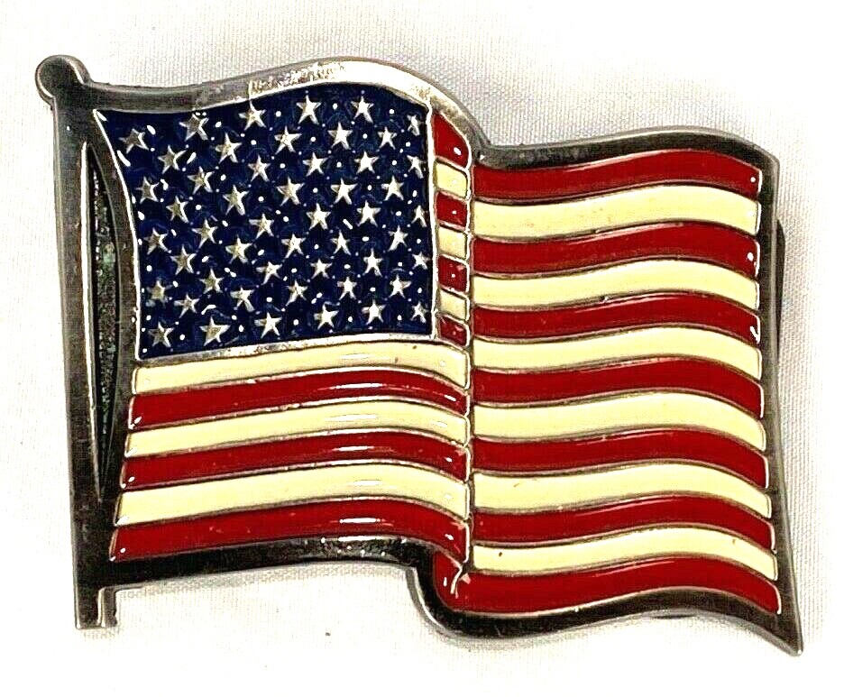 American Flag Belt Buckle-Vintage-Red White Blue-2155