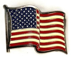 American Flag Belt Buckle-Vintage-Red White Blue-2155