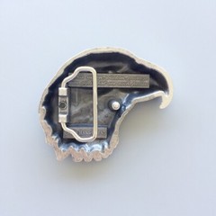 Vintage Silver Plated Eagle Head Western Belt Buckle