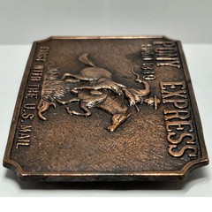 Pony Express From 1849 Belt Buckle Copper Tone First With The US Mail Western