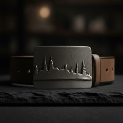 Hamburg City Silhouette Belt Buckle Skyline Metal Modern Urban Design