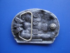 Vtg 80s Great American Belt Buckle Telephone Lineman Pewter 1983 C&J Inc