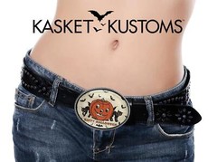 Jack-O-Lantern Belt Buckle – Vintage Halloween Art Handmade Oval Buckle – 808