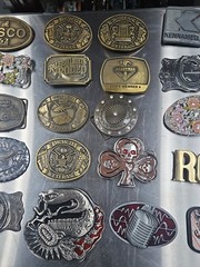 Vintage LOT OF 20 belt buckles WESTERN Chrome BRASS metal Some New Some Old LotA