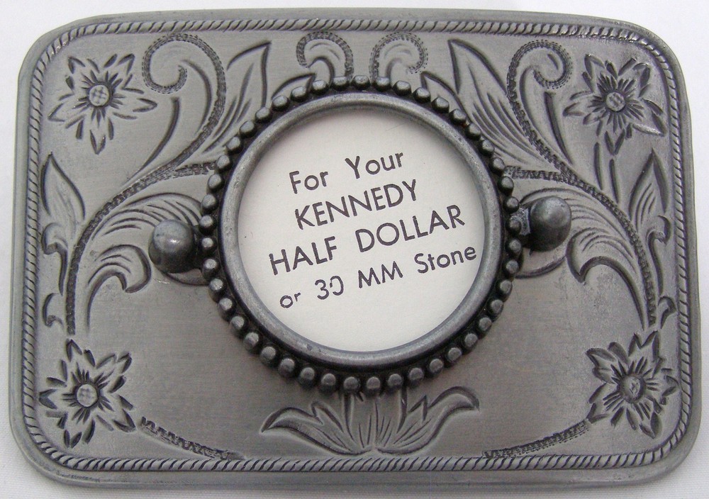 BELT BUCKLES USA Coin Kennedy Half Dollar 1/2 $ Silver Rectangle Screw Mount NEW